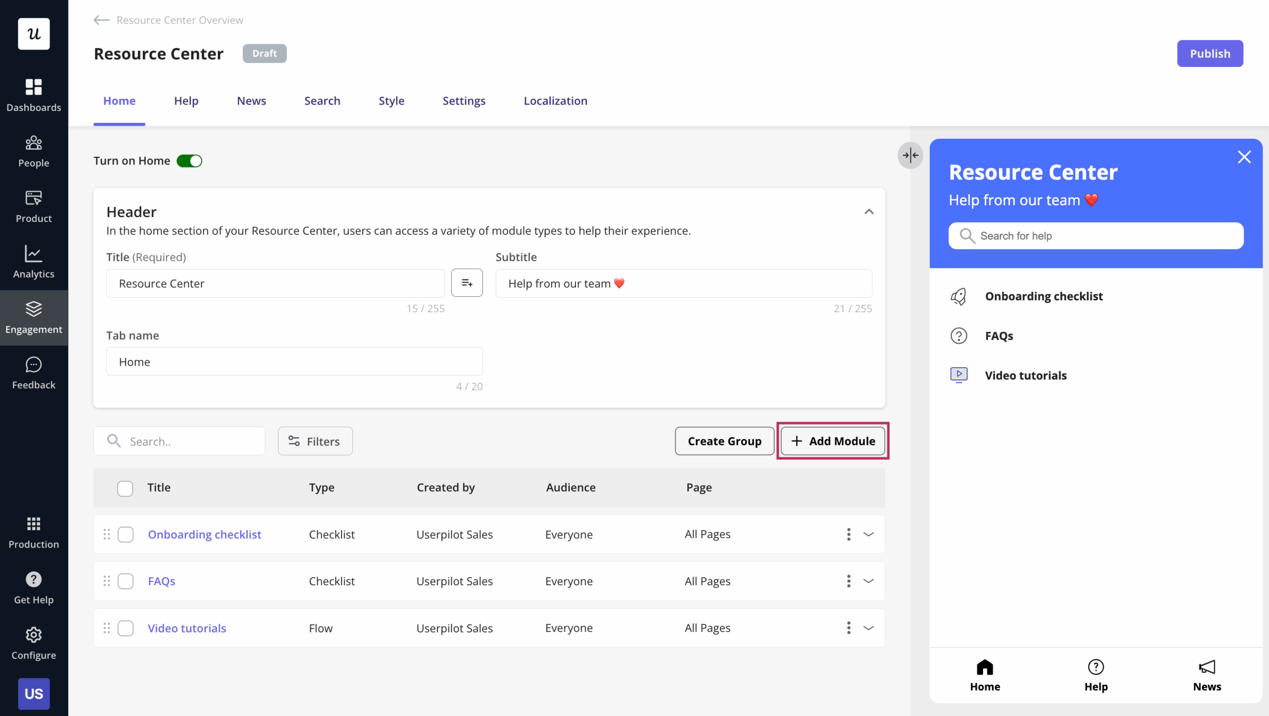Step 3: Add content to your resource center