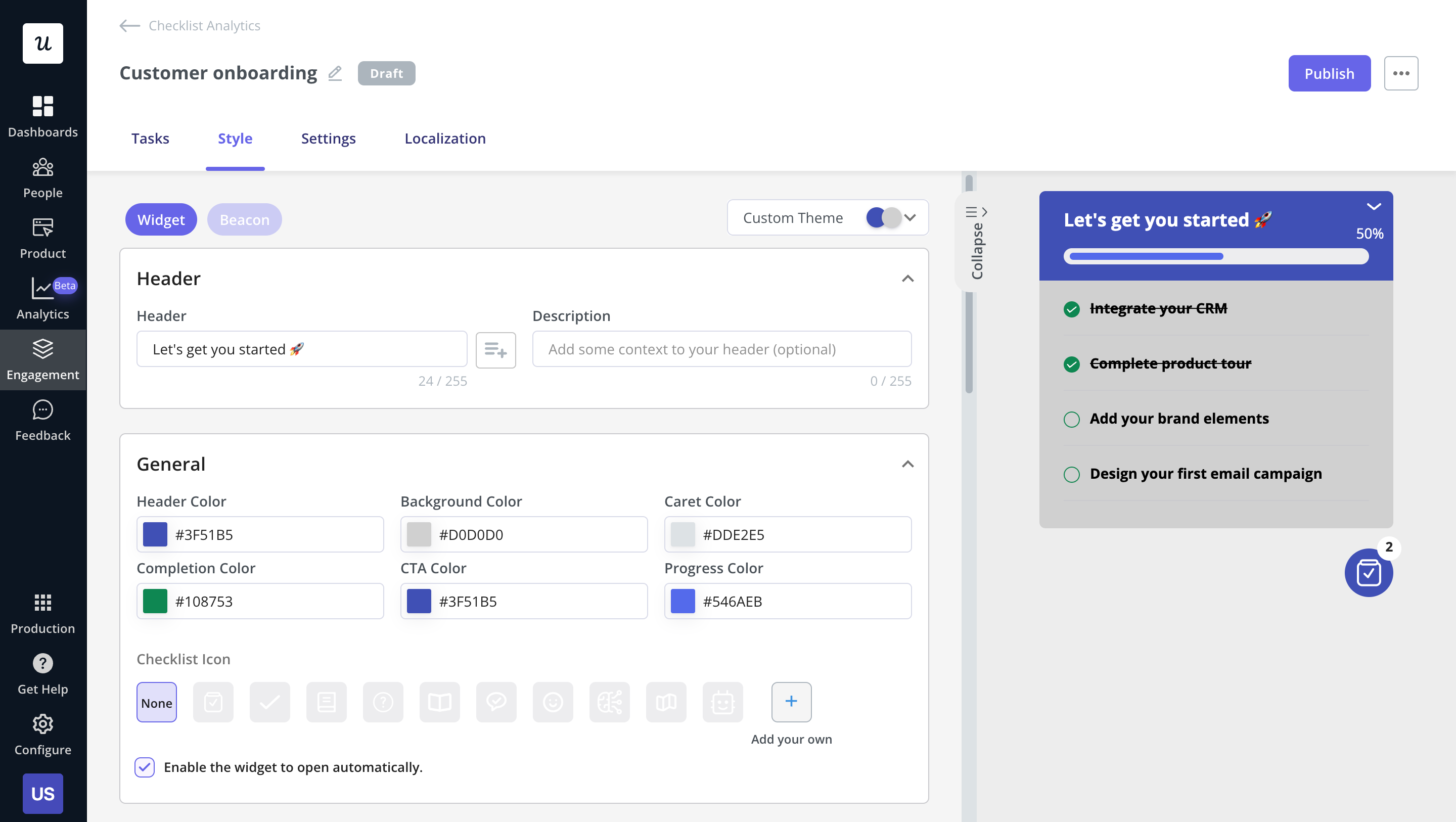 Checklist created in Userpilot