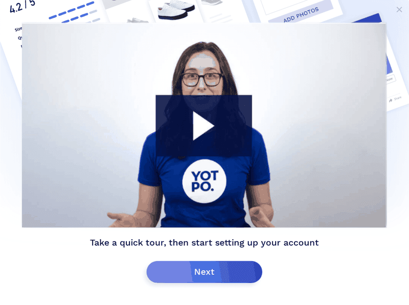 yotpo welcome screen