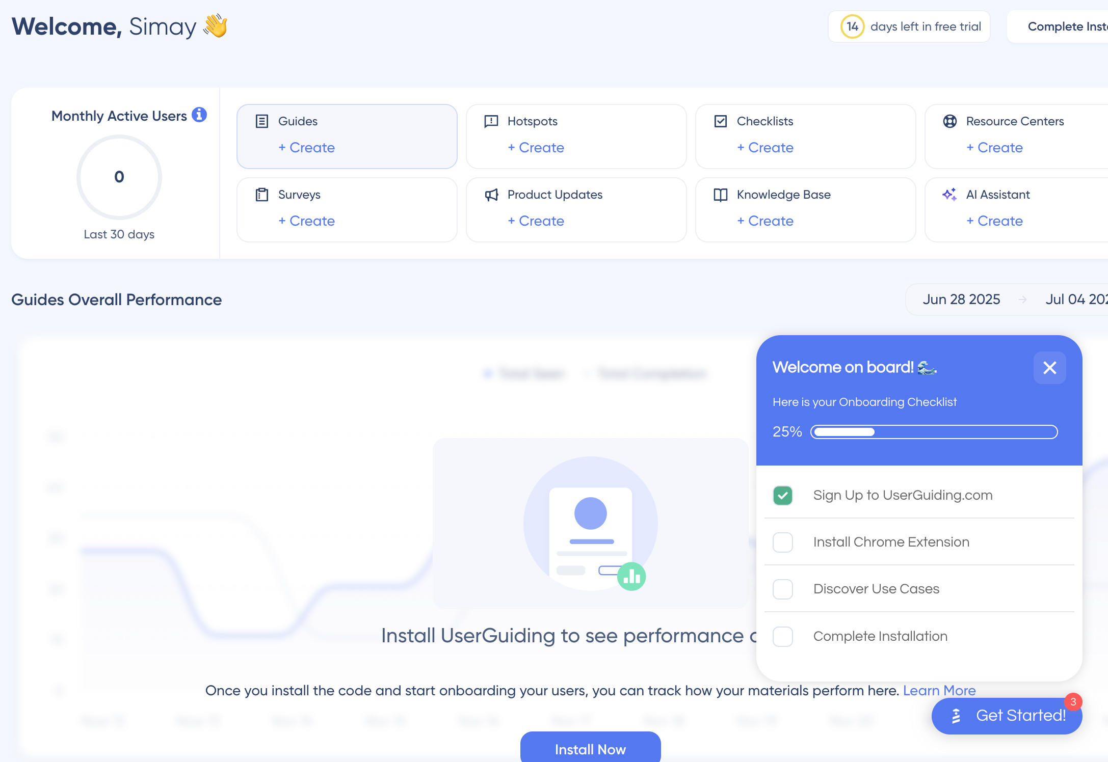 Userguiding onboarding new customers tools