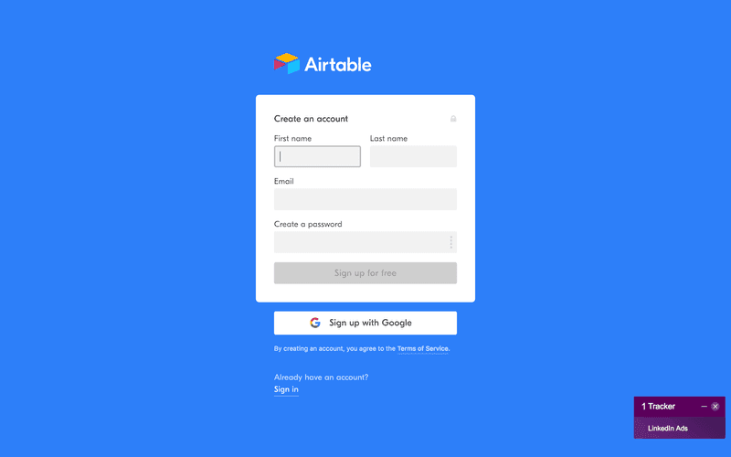 signup flow