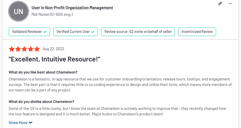 Screenshot of Chameleon review