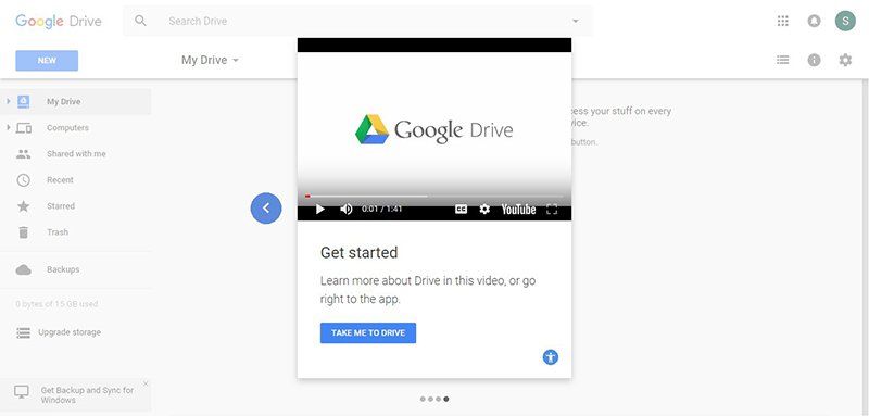 Google Drive video tutorial in-app