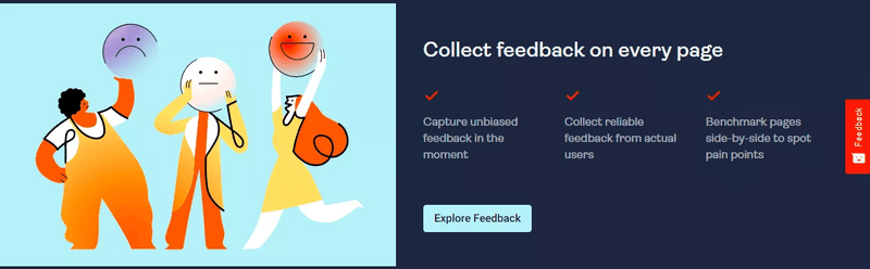 Hotjar feedback widget at the far right end of the screen