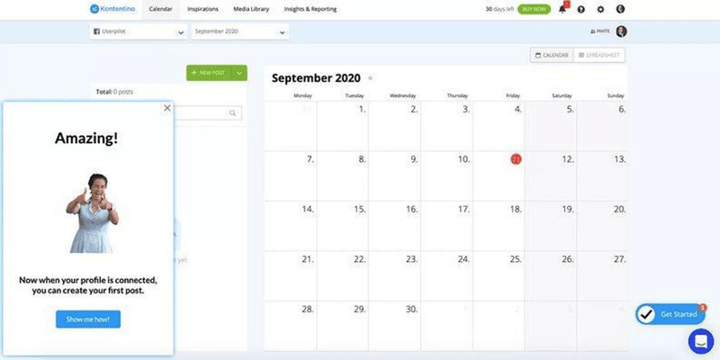 Kontentino user progress celebration gamification SaaS