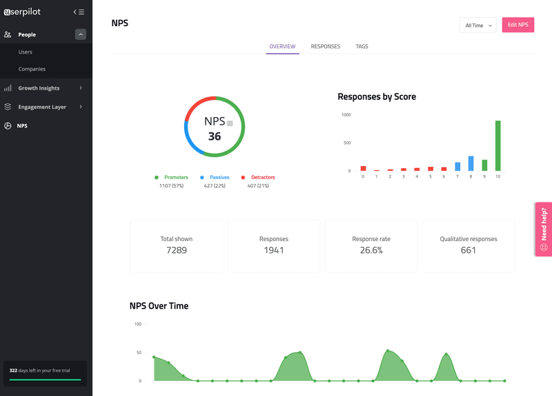 NPS survey feature in Userpilot
