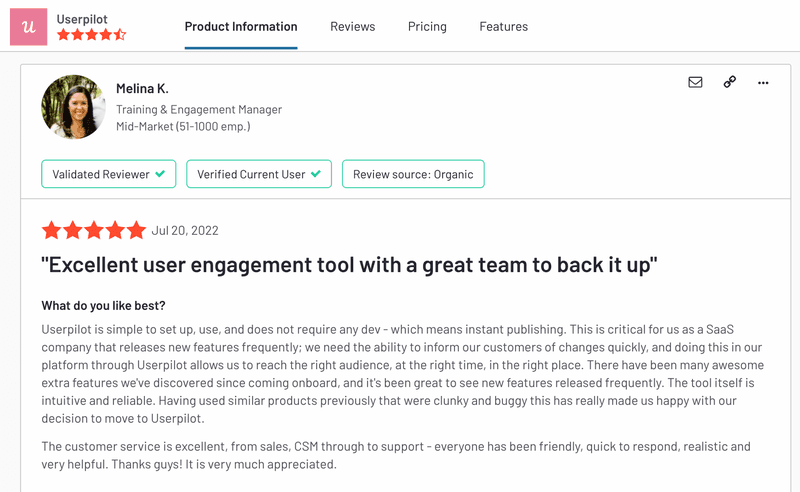 Userpilot-good-review-quote-churn-management-basics