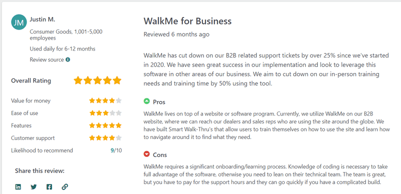 WalkMe ease of use review