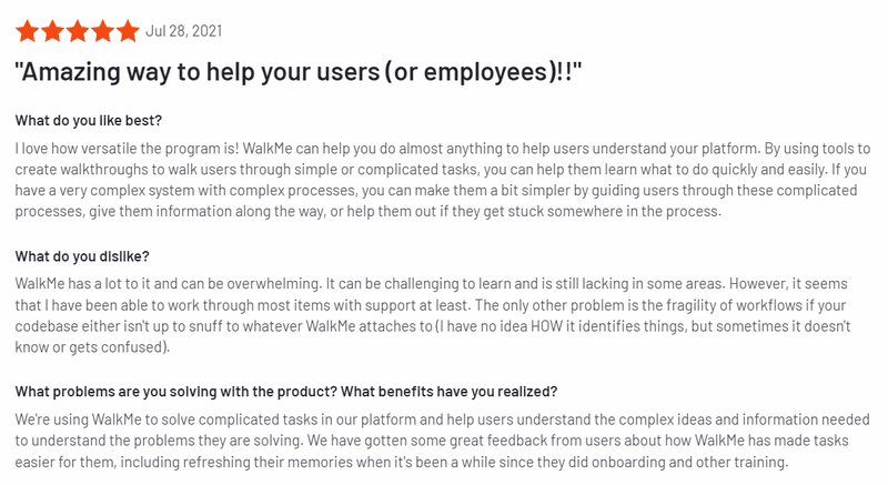 WalkMe ease of use review