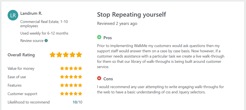 WalkMe onboarding use case review
