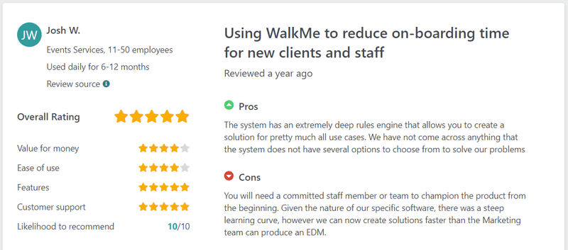 WalkMe onboarding use case review