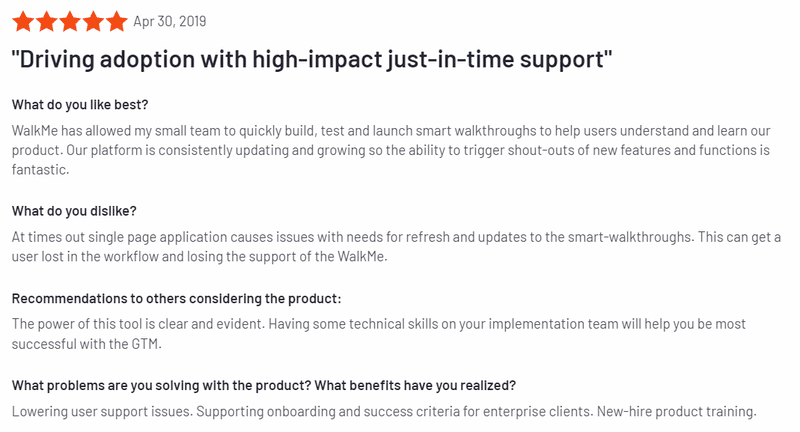WalkMe onboarding use case review
