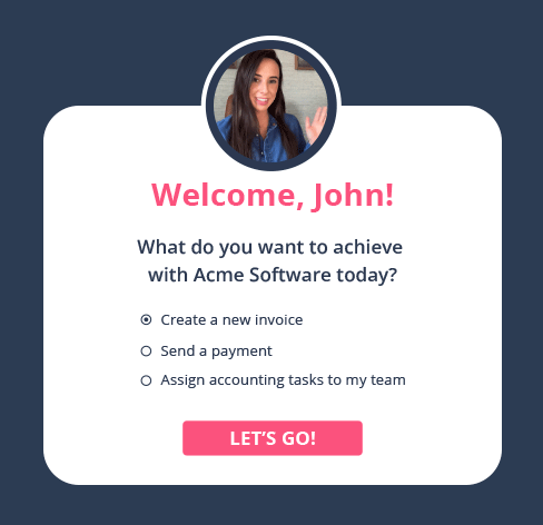 Visual of welcome modal