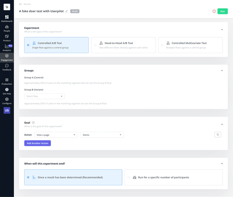 Setting parameters for experiments