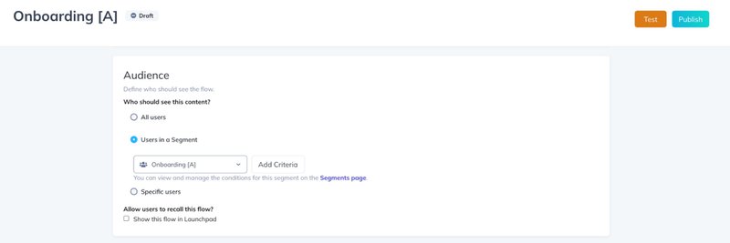 A/B testing in Appcues