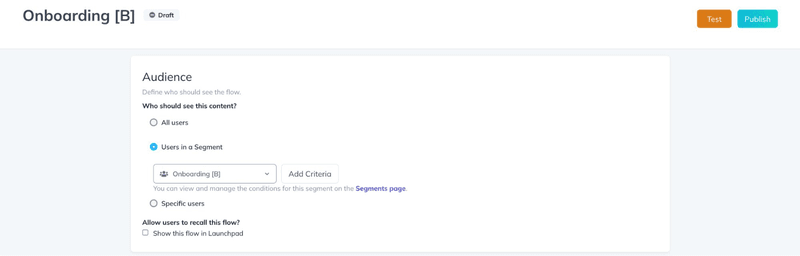 A/B testing in Appcues