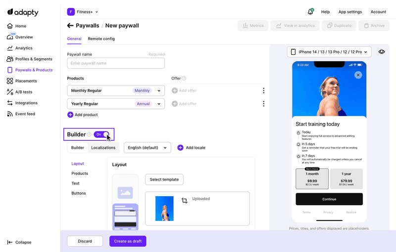 Build custom paywalls with Adapty.