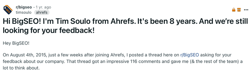 Ahrefs customer feedback strategy