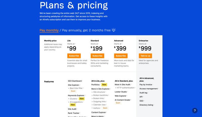 Ahrefs pricing