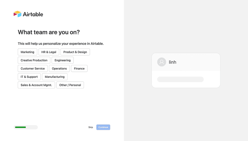 airtable contextual microcopy survey example