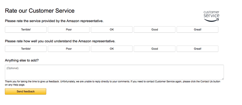 Amazon customer service feedback survey