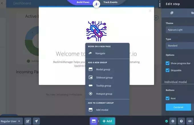 Screenshot of Appcues dashboard