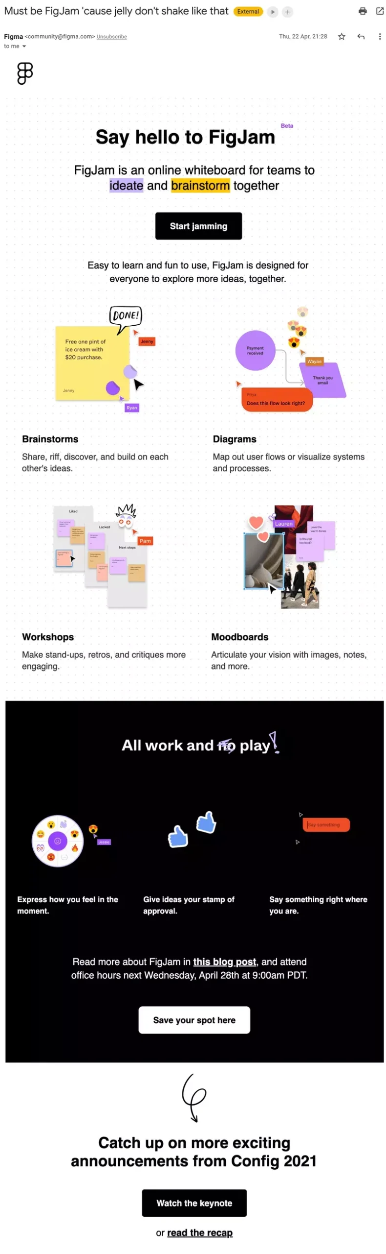 New product release emails: Figma