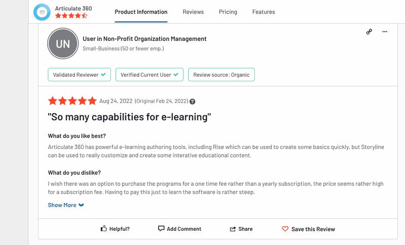 articulate 360 review instructional design software