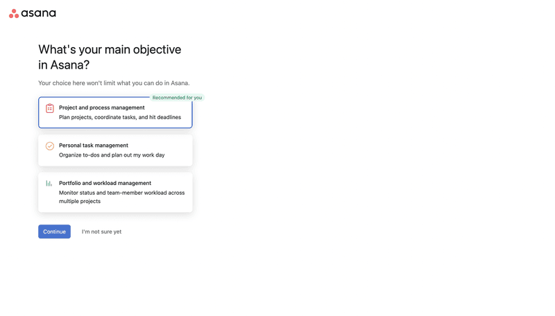 Asana welcome survey main objective