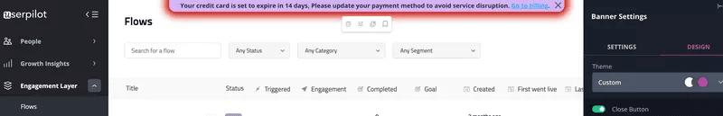 expired credit card notification banner