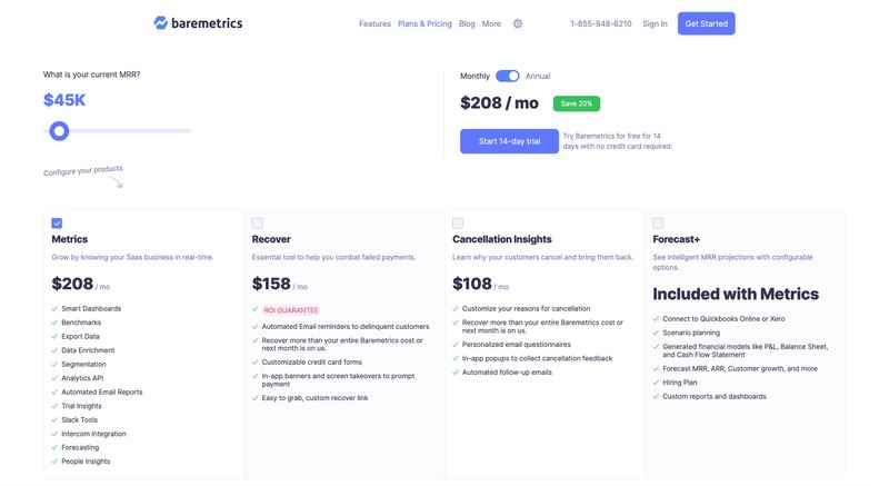 Baremetrics pricing
