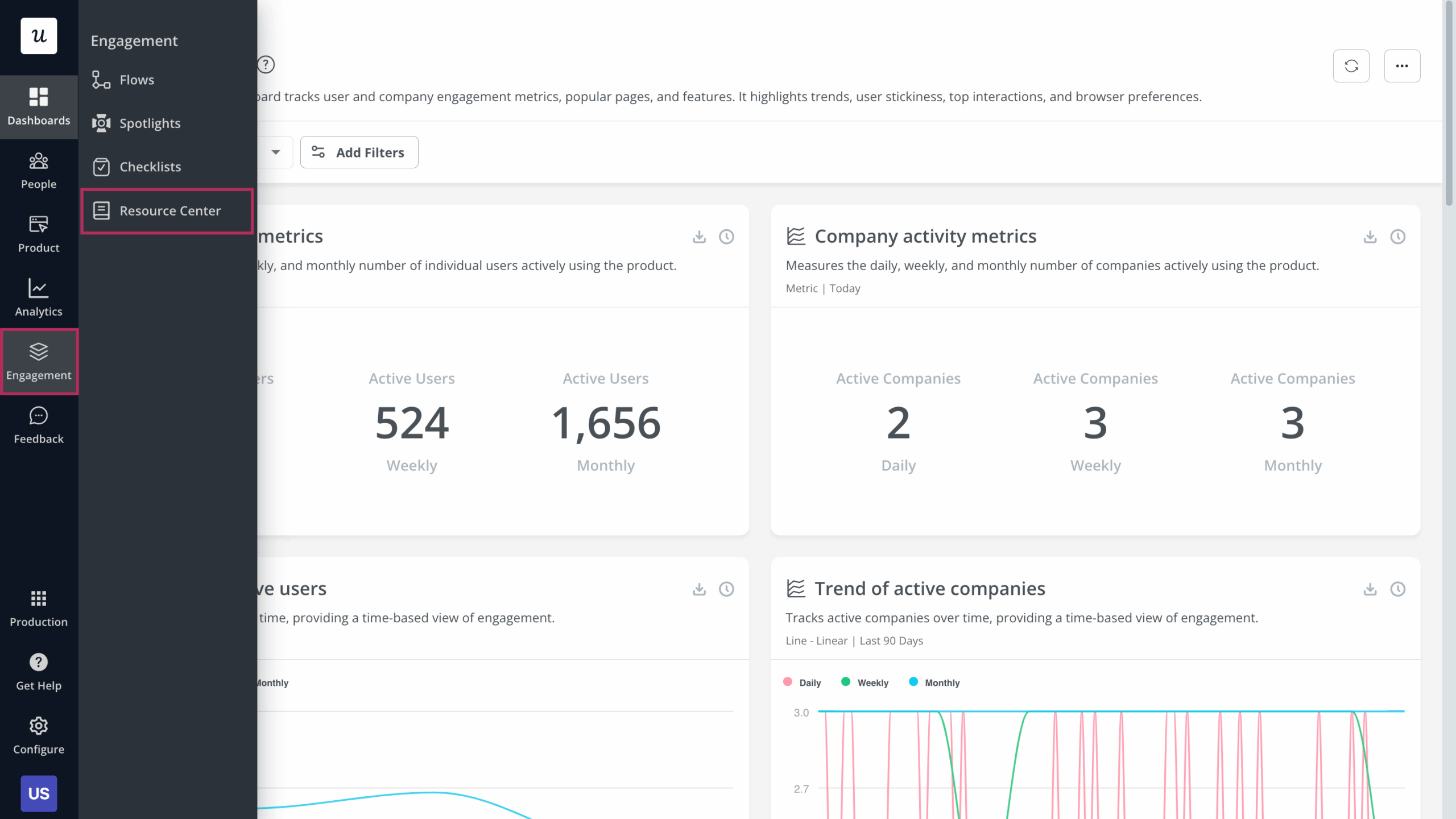 Step 1: Log in to Userpilot and navigate to the Resource Center