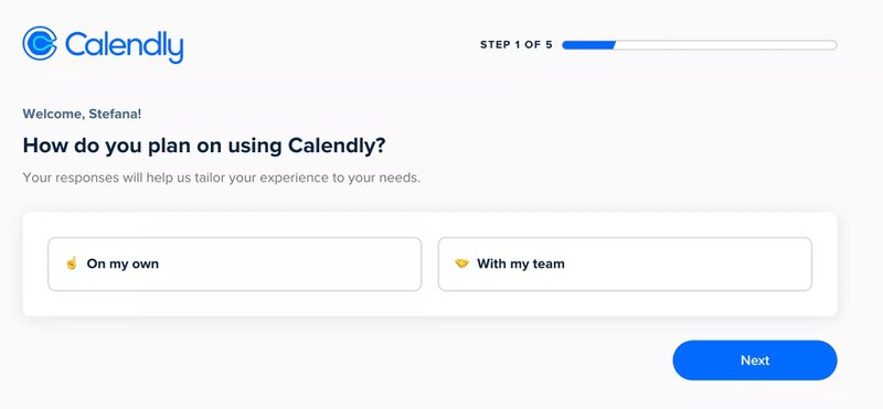 Personalized onboarding in Calendly