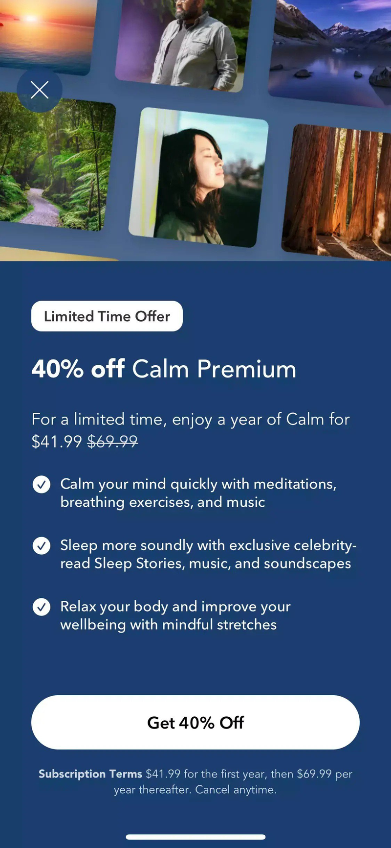 Calm uses limited-time offers to boost free-to-paid conversion.