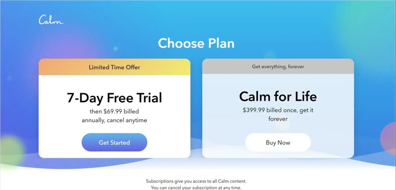 Calm-subscription-plans-increase-app-revenue