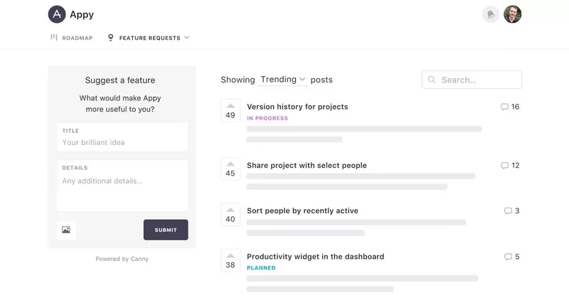Feedback management tools: Canny