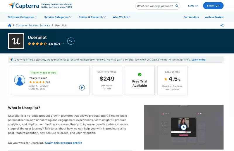 Product feedback software: Capterra
