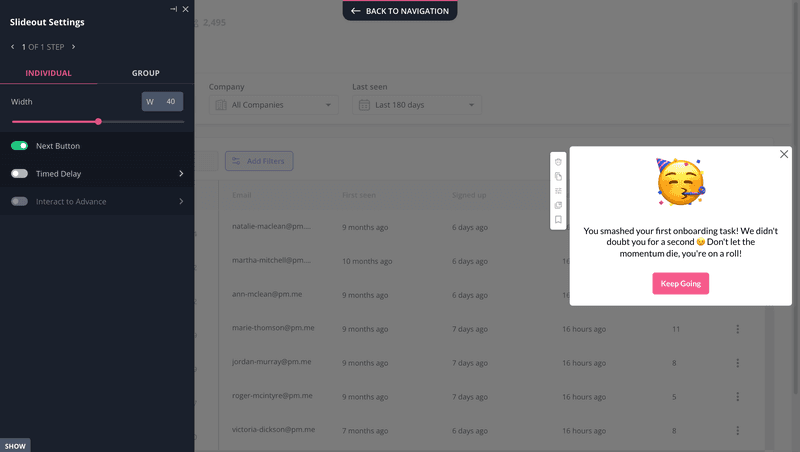 Customer onboarding process: reward users for achieving milestones
