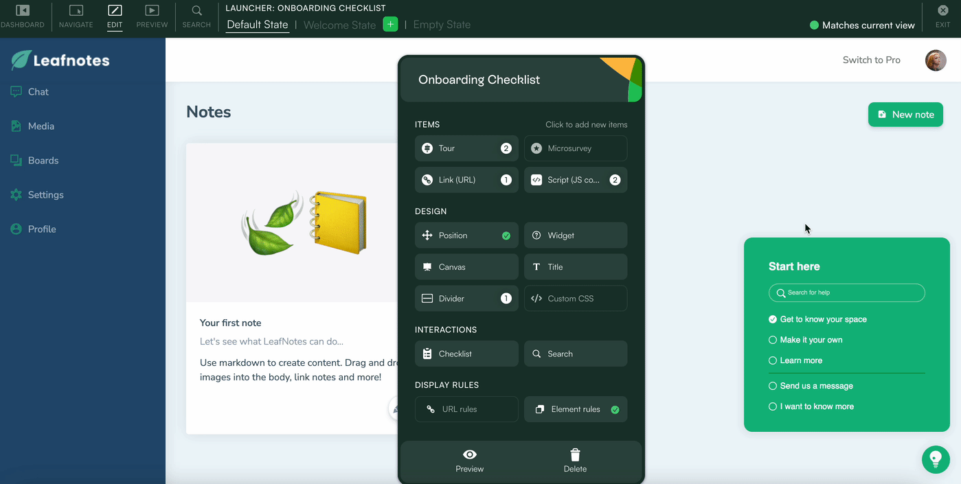 Walkthrough of how to build an onboarding checklist on Chameleon