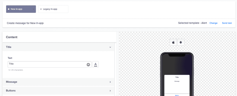 Clevertap in-app message builder