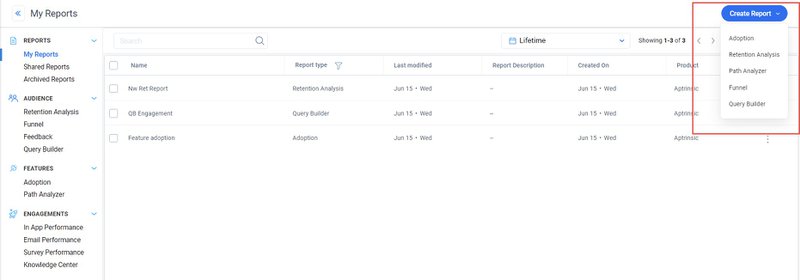 Gainsight PX reports
