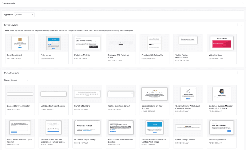 Example of creating a guide in Pendo.