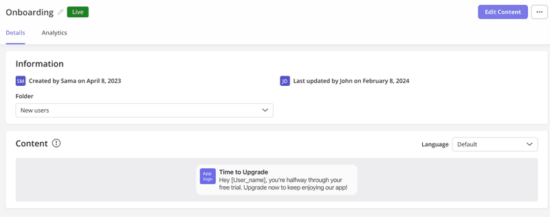Create push notifications in Userpilot.