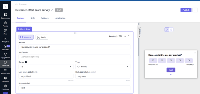 in-app survey userpilot