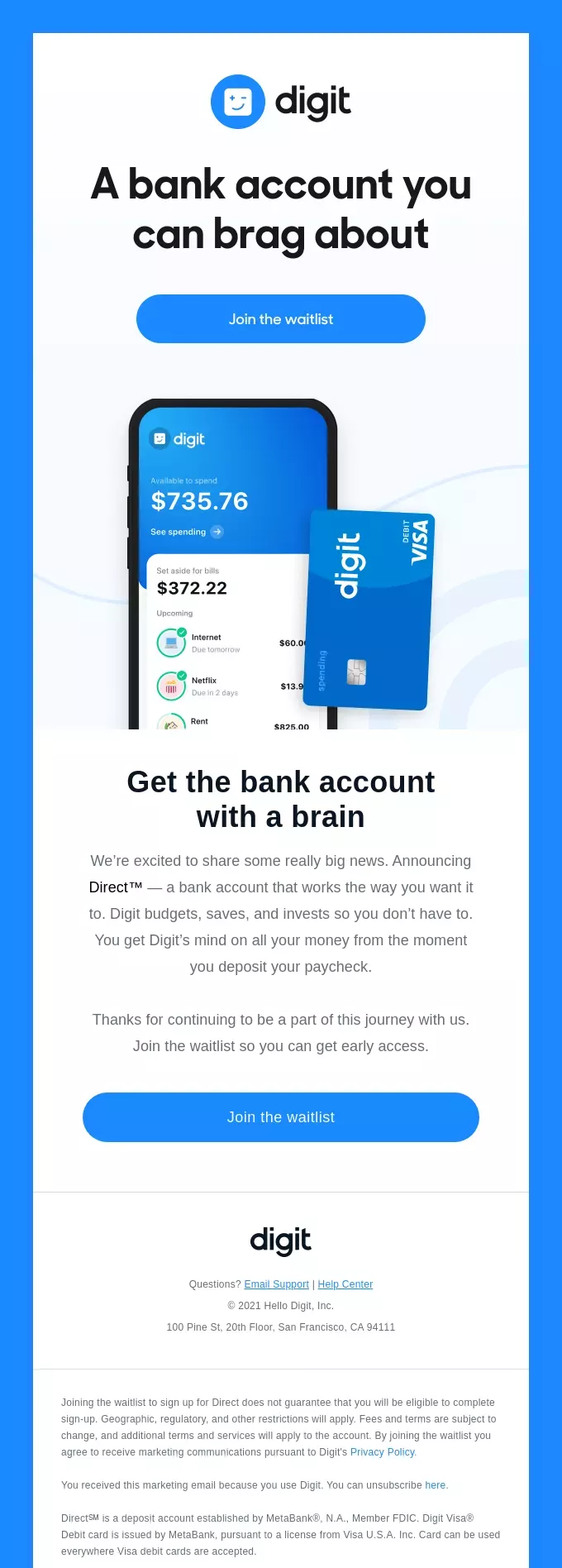 Pre-order release email: Digit