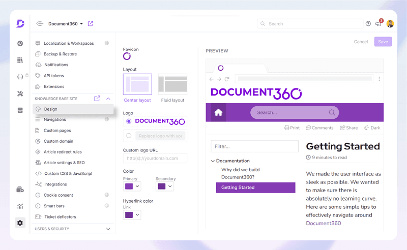 Document360 knowledge base.