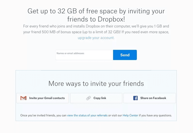  Marketing Growth Strategy: Dropbox referral scheme