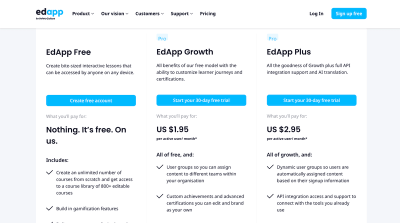 edapp pricing instructional design software