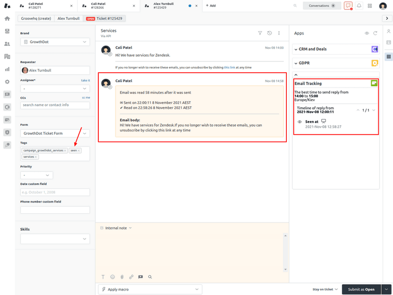 Zendesk Integrations: Email Tracking