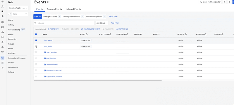 amplitude event tracking tool